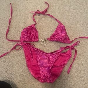 Bright pink shimmer bikini